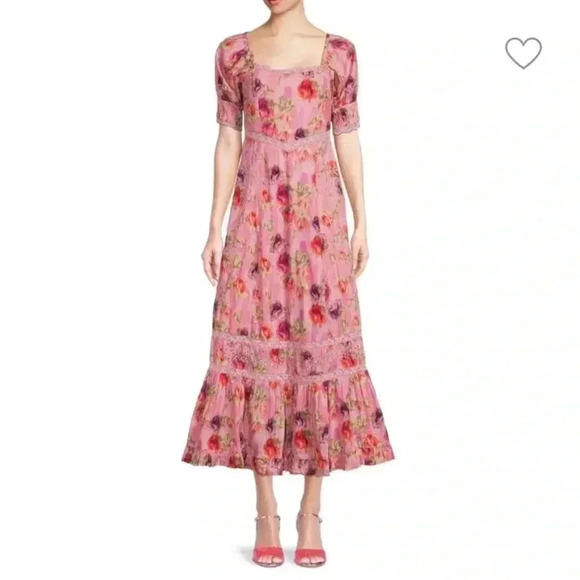 NWT LOVESHACKFANCY Mariata Floral A Line Maxi Dress Wild Pink Rose 8 - Picture 1 of 7